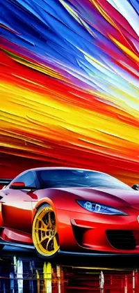 Experience the power and speed of a red sports car with this abstract live wallpaper for your phone