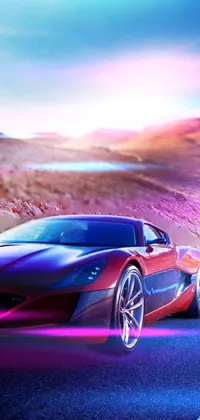 Experience the thrill of speed with this dynamic live wallpaper for your phone! Thrill to the sight of a sleek red sports car navigating a twisting mountain road, surrounded by natural majesty and scenery that flies by in a blur