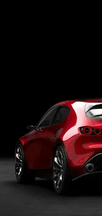 This live wallpaper presents a 3D render of a red sports car's rear end in stunning detail, with a glossy and metallic finish