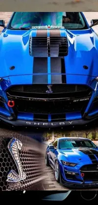 Get ready to rev up your phone's home screen with our Blue Mustang Live Wallpaper! This stunning live wallpaper features a sleek blue mustang with a fearsome cobra emblem on the front