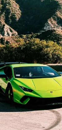 This live wallpaper features a stunning green sports car parked in a spacious parking lot - a perfect addition to your phone&#39;s background