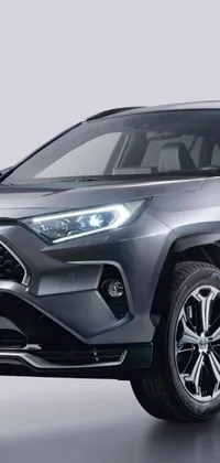 This ultra-realistic phone live wallpaper features the front end of a gray Toyota RAV surrounded by side lighting