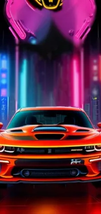 Looking for a phone live wallpaper that will make your device stand out? Check out this amazing design featuring a modern car with neon lights! The wallpaper features a sleek car with a glossy finish, surrounded by a grid-style neon lighting pattern