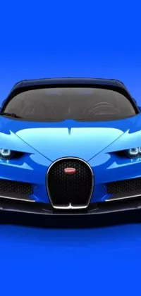 This phone live wallpaper features a hypermodern blue Bugatti Chiron sports car on a matching blue background