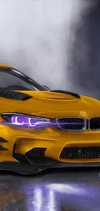 Looking for a striking phone wallpaper that will turn heads? Then check out this bold live wallpaper featuring a yellow and black sports car in a stunning concept art image by Zahari Zograf