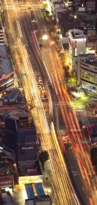 This phone live wallpaper showcases a stunning aerial view of Seoul at night