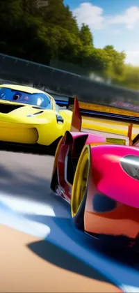 This live wallpaper showcases a red sports car racing down a track