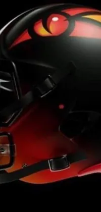 This football-inspired live wallpaper depicts a photorealistic close-up of a black and red football helmet on a black background
