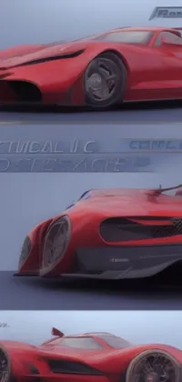 This live wallpaper features a bright red sports car with four different views