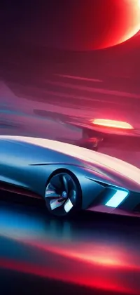 Get a glimpse of the future with this phone live wallpaper featuring a sleek, sports car cruising down a neon-lit highway at night