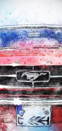 Add a touch of class and creativity to your phone with this stunning live wallpaper featuring a hand-drawn red car with license plate