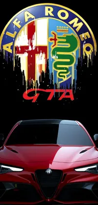 This live wallpaper showcases a stunning red sports car parked in a parking lot with a graffiti background