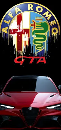 This live wallpaper showcases a stunning red sports car parked in a parking lot with a graffiti background