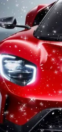 This live phone wallpaper features a stunning sports car with a glittering background of stars
