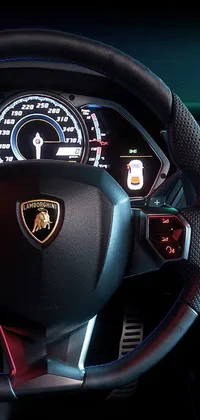 Decorate your phone with a striking close-up of a Lamborghini Aventador's steering wheel