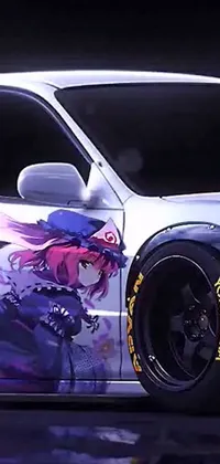 Get a stylish phone live wallpaper featuring a car with an impressive painting inspired by the auto-destructive art style
