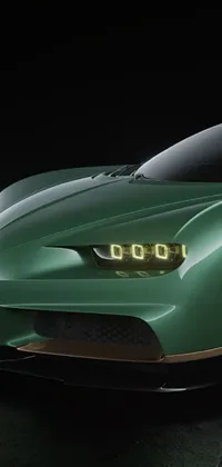 This phone live wallpaper features a green sports car in a close up, digital rendering