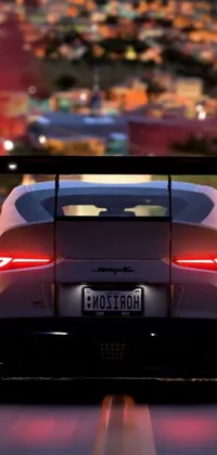 Introducing the stunning phone live wallpaper featuring a Toyota Supra in a medium shot taken from behind, showcasing its magnificent rear lighting