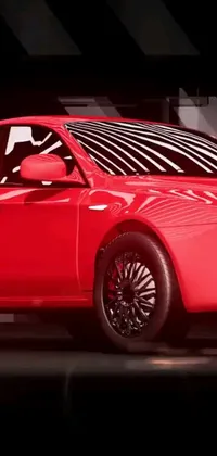Transform your phone screen into a stunning digital garage with this red car live wallpaper