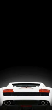 This live phone wallpaper features a minimalistic design of the back of a white sports car with dark and smoky background