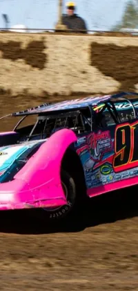 This live wallpaper features a race car driving on a dirt track
