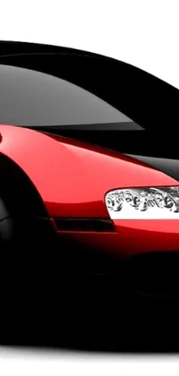 This phone live wallpaper features a sleek red and black sports car, a Bugatti Veyron, with a custom samurai vinyl wrap on a white background