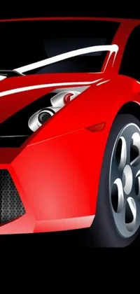 This exciting phone live wallpaper features a vibrant red sports car in bold Lamborghini style, set against a black background