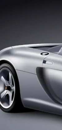 This silver sports car live wallpaper features a vector art design showcasing a sleek Porsche with a soft top
