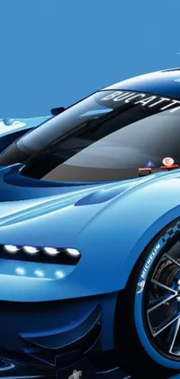 This captivating live wallpaper boasts a mesmerizing blue Bugatti Veyron on a blue backdrop, offering car enthusiasts a close-up view of the vehicle&#39;s design