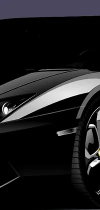 This black and silver live wallpaper features a futuristic design of a sports car
