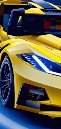 Get ready for some high-octane fun with this stunning smartphone live wallpaper! Featuring a LEGO model of a yellow sports car in Chiron-inspired design, this 4k closeup portrait shot is perfect for automobile enthusiasts