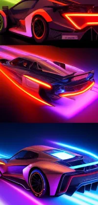 Add some vibrant flair to your mobile with this stunning live wallpaper of a sportscar, complete with neon lights that trace the edges of the car's aerodynamic body