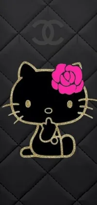 Spruce up your phone's look with this Hello Kitty live wallpaper! The cute design is set against a backdrop of soft pink roses, with a stylish black and gold color scheme that gives it a modern edge