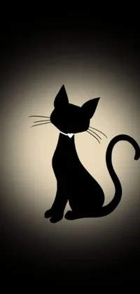 This stunning phone live wallpaper features a chic silhouette of a feline sitting in darkness