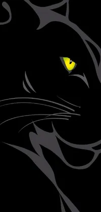 This phone live wallpaper features a sleek and powerful black panther with yellow eyes on a black background