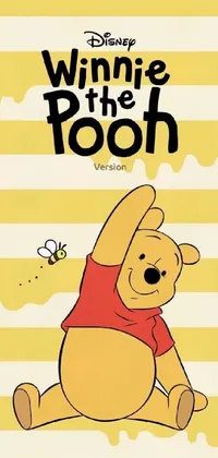 This phone live wallpaper features a charming cartoon rendition of beloved bear Winnie the Pooh, sitting happily on the ground with arms raised