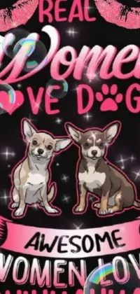 This vibrant phone live wallpaper features two cartoon dogs - a chihuahua and a larger breed - sitting next to each other against a striking graffiti-covered background