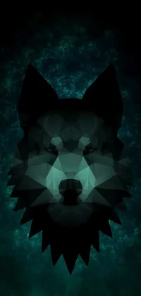 This live phone wallpaper showcases a polygon-style digital art image of a wolf