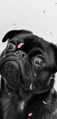 Looking for a cute and playful live wallpaper for your phone? Look no further than this black and white photo of a pug puppy! The high-key image, captured by a talented photographer on Pexels, showcases the adorable pooch in all its confused glory