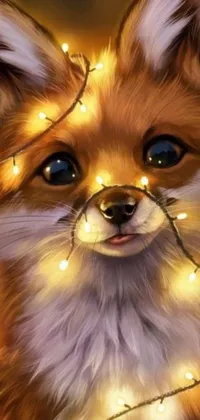 This delightful phone live wallpaper features a charming dog with Christmas lights on its head, a detailed digital painting, and classic fairytale animals