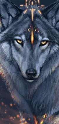 Experience the stunning beauty and power of a wolf with a crown in this mesmerizing live wallpaper by Ivan Ranger