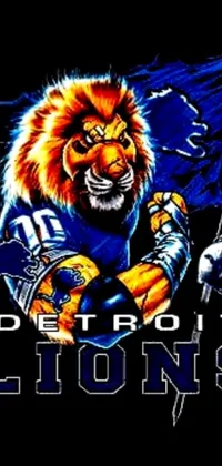 This Detroit Lions live wallpaper showcases the team's iconic logo atop a black background