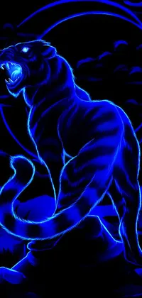 Experience the captivating beauty of this black and blue tiger live wallpaper