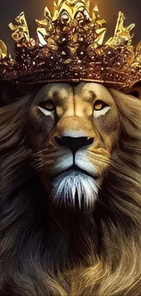 Decorate your phone with this amazing live wallpaper of a crowned lion, trending on cg society