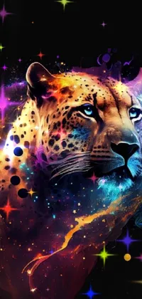 Decorate your phone screen with this stunning live wallpaper featuring a close-up image of a leopard's face