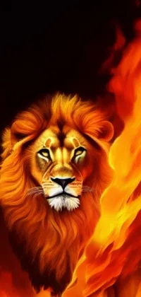 Bring a fierce and fiery touch to your phone with this stunning lion in flames wallpaper from DeviantArt