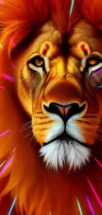 This phone live wallpaper features a stunning digital painting of a lion on fire
