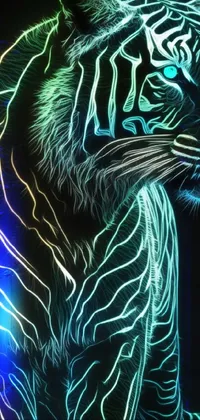 Transform your phone screen with this thrilling live wallpaper! Featuring a bold close-up shot of a tiger on a black background, this digital art-style design is dominating CG society