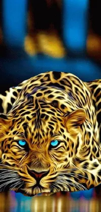 Looking for a bold and striking phone live wallpaper? Look no further than this stunning image of a leopard created by a talented digital artist