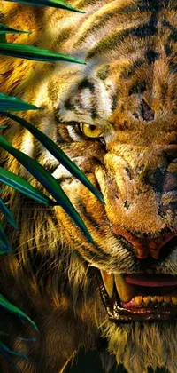 If you're looking for a stunning phone wallpaper, this close-up image of a fierce tiger in the jungle is sure to impress